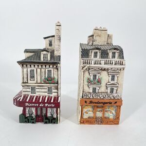Set of 2 J. Carlton Paris Buildings 4.5” Bistrot de Paris & Boulangerie Resin